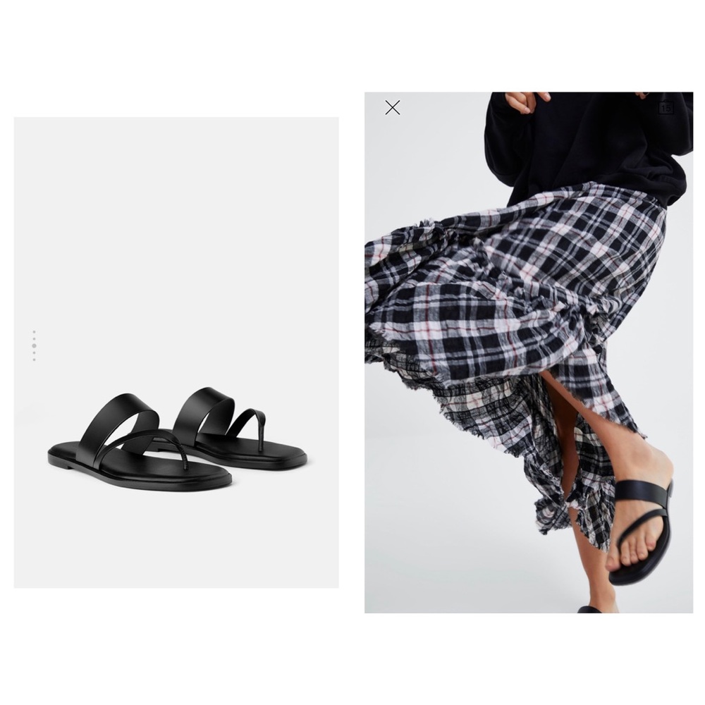 Zara Black Leather Sandal NWT